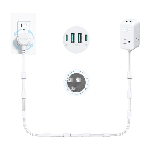 TROND Electrical Outlet Extender 360° Rotating Plug with 20W USB C, 6ft - size: 6 FT 360° Rotating Plug