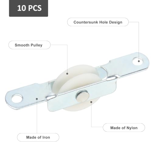 10 pack Sliding Door Rollers, 22mm Nylon Pulley Wheels Replacement for Screen Door, Patio Door, Wardrobe & Closet, Silent Smooth Glide, Heavy Duty Furniture Rollers with Steel Shell