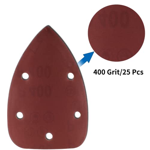 25 Pcs Mouse Detail Sander Sandpaper, 400 Grit, 5 Hole - size: 400 Grit - 25 Pcs