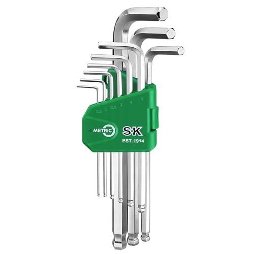 SK Metric Allen Wrenches Sets, 9-Piece L-Shaped Hex Key Set, S2 Steel - style: Metric