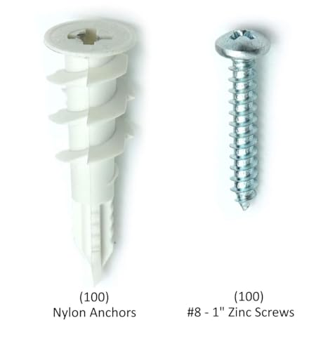 CONFAST Nylon Self-Drilling Drywall/Hollow-Wall Anchor Kit with Screws, 200 Pieces (100) #8 Anchors & (100) 1" Screws - size: 100, style: Nylon