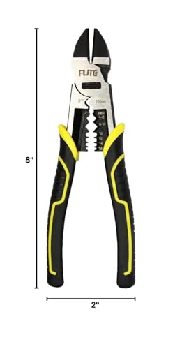 3 in 1 Multifunction Wire Cutters Heavy Duty,8 inch Linemans Pliers Diagonal Cutting Pliers, Wire Stripper,Flush Cutters Chrome Vanadium Steel Forged