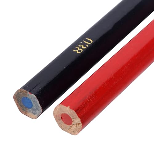 Carpenters Pencil 10Pcs,Hex 2‑Head Red Blue Round Wire Carpenters Pencils with Thickened Core, Woodworking Construction Pencils for Marking Drawing Writing(6.9in)