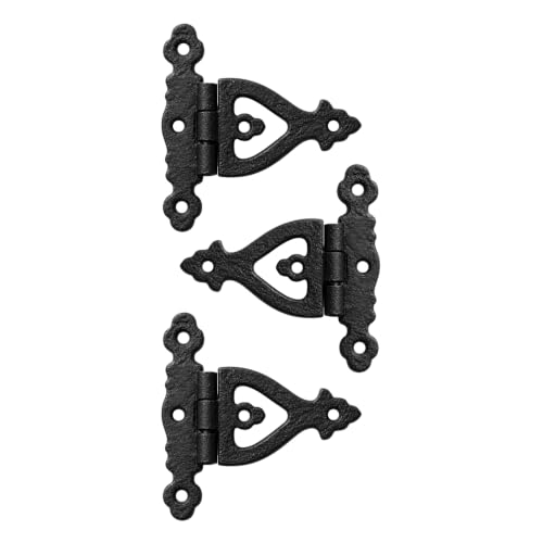 Renovators Supply Manufacturing Pack of 3 Cabinet Door Strap Hinge with Hardware 3 in. Rust Resistant Black Wrought Iron Flush Mount Hinge for Cabinets - size: Pack of 3