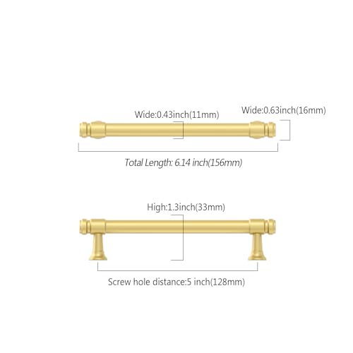 9BUILD 10 Pack 5 Inch Brushed Gold Cabinet Pulls,Kitchen Hardware - color: Brushed Gold, size: 5"/128MM Hole Center