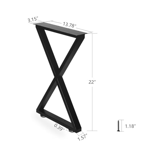 ALLCOS Bench Legs 22 Inch Metal Coffee Table Legs Heavy Duty Table Legs Iron Bench Legs, Black, Set of 2 - size: 22 Inch