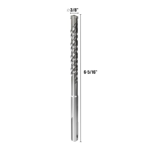 CSOOM SDS Plus Rotary Hammer Drill Bit 3/8"x6.3", Professional Concrete Drill Bit for Concrete, Brick, Stone and Cement Walls - size: 3/8"x6.3"
