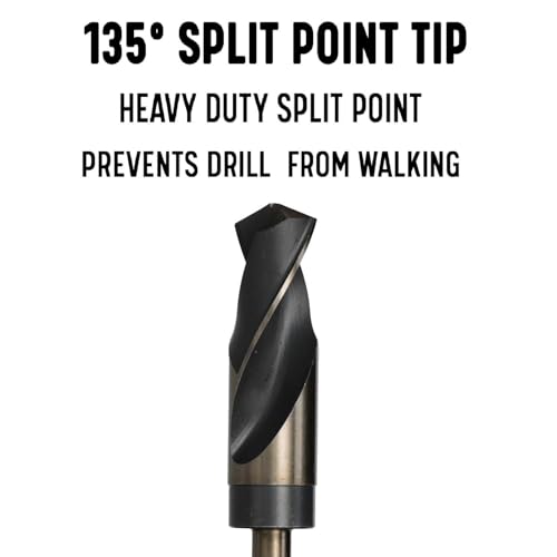 Drill America 5 Piece High Speed Steel Black and Gold Reduced Shank Drill Bit Set in Plastic Pouch Case (9/16" - 1 "), POU Series - size: 9/16" - 1", style: 1/2" Shank