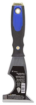 Edward Tools 6 in 1 Painters Tool - Scraper, Putty Remover, Spreader, Half round cut out to remove paint from roller, sharp point to open cracks for patching, metal handle for nail setting - Soft Grip