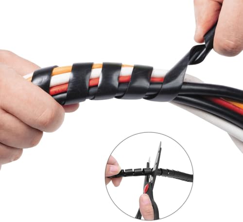 Spiral Cable Wrap Sleeve 1"(25mm) x 5 Ft Cord Organizer for Computer Wires, Electrical Cables, Home and Office Desk Management - size: 25mm x 5 Ft