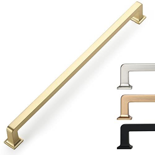 9BUILD 10 Pack 8.8 Inch Brushed Brass Cabinet Pulls,Kitchen Hardware - color: Brushed Brass, size: 8.8"/224MM Hole Center