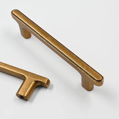 Asidrama 10 Pack 3.75 Inch(96mm) Antique Brass Kitchen Cabinet Handles, Cabinet Pulls Kitchen Cabinet Hardware for Cupboard Drawer Pulls - color: Antique Brass, size: 3.75" Hole Center, style: 10 Pack