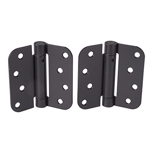 Spring Hinges - 4 Inch, Self Closing Adjustable (Flat Black, 2 Pack) - color: Black, size: 4" x 4" with 5/8" radius (Pack of 2)