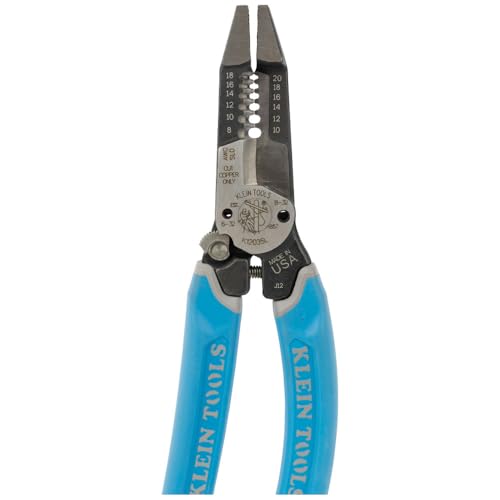 Klein Tools K12035L Klein-Kurve Wire Cutters, Made in USA, Heavy Duty Wire Stripping Tool with Lock, 8-20 AWG - size: Wire Stripper with Lock