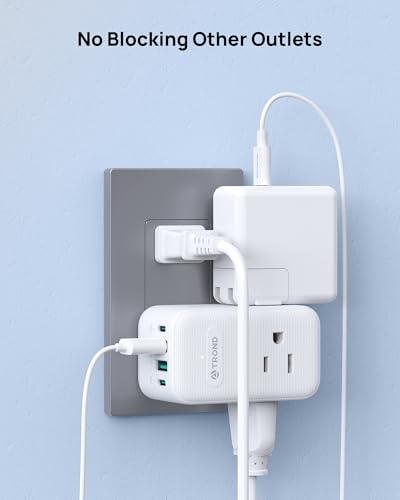 TROND 2 Prong to 3 Prong Outlet Adapter with 360 Rotating Plug - color: White, size: 2 Prong-1 Pack