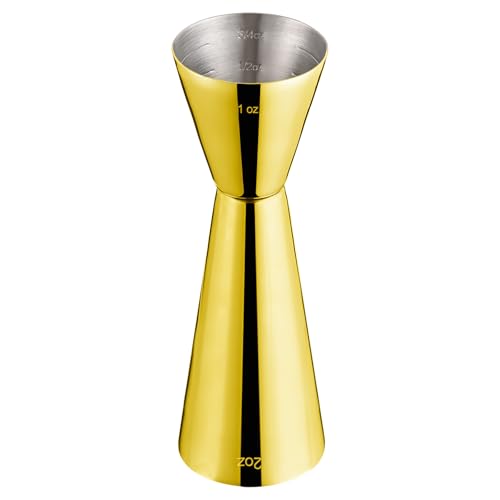 Briout Double Cocktail Jigger for Bartending, 2 OZ & 1 OZ, Flat Edge Gold - color: Gold, size: Flat Edge-1oz/2oz-1PC
