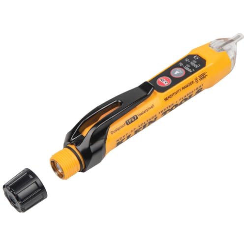 Klein Tools NCVT3P Dual Range Non Contact Voltage Tester, 12 - 1000V AC Pen, Flashlight, Audible and Flashing LED Alarms, Pocket Clip - size: Dual Range NCVT