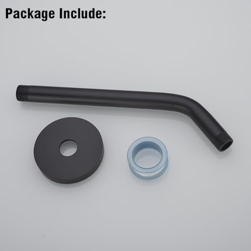 RANDOM Matte Black Shower Arm with Flange,10 Inch Rain Shower Head Extension Arm.RD91018-10-MB - color: 10″ Matte Black(Round Flange)
