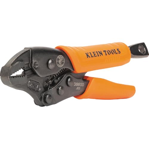 Klein Tools 38600 Curved Jaw Locking Pliers with Quick Release Handles, Intuitive Thumb Knob, High Torque, Mole Grips for Clamping and Gripping, 5-Inch - size: 5-Inch