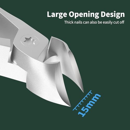 Nail Clippers for Men and Seniors 2-Pack Large Wide Jaw Opening, Sharp Slant Blade & Curved Blade Toenail Clippers for Thick Nails, Heavy Duty Nail Cutter for Thick Toenails and Ingrown Nails - size: 2-Pack