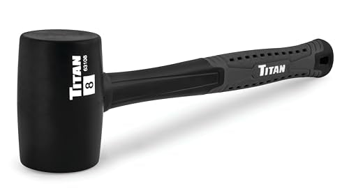 Titan 63108 8oz Rubber Mallet, Non-marking Double-faced Solid Head, 11.5" Shock Absorbing Fiberglass Handle with Textured Grip - style: 8oz Black