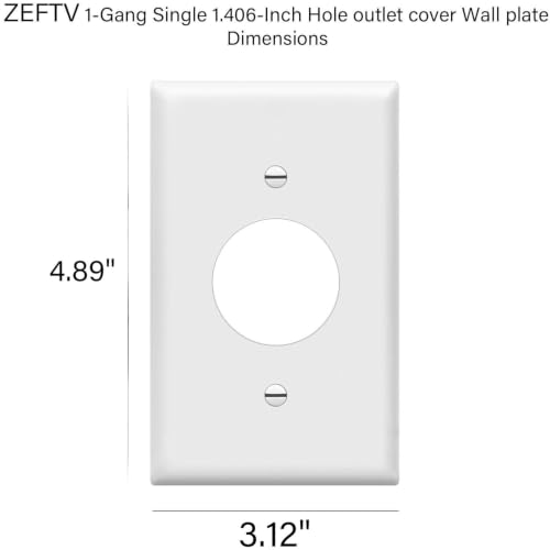 ZEFTV Mid-Size Single Outlet Cover Wall Plates 1-Gang 4.89" x 3.12" Switch Outlet Electrical Cover Plate Unbreakable Thermoplastic Faceplate for Light Receptacle Outlet Switch, White (6 Pack) - color: Mid-Size,Single Outlet, size: 6 Pack