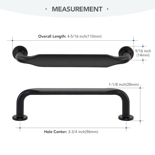 HOME EDIT Matte Black Solid Cabinet Handles & Pulls 3-3/4 Inch 10 Pack - color: Matte Black, size: 3-3/4 inches Hole Center