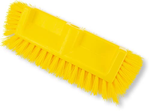 SPARTA Multi-Level Tile Scrub Brush 12" Wide Brush Head, Heavy-Duty Tile Cleaning Brush with End Bristles for Commercial Tiles, Tubs and Floor, Plastic, 12 Inches, Yellow - color: Yellow
