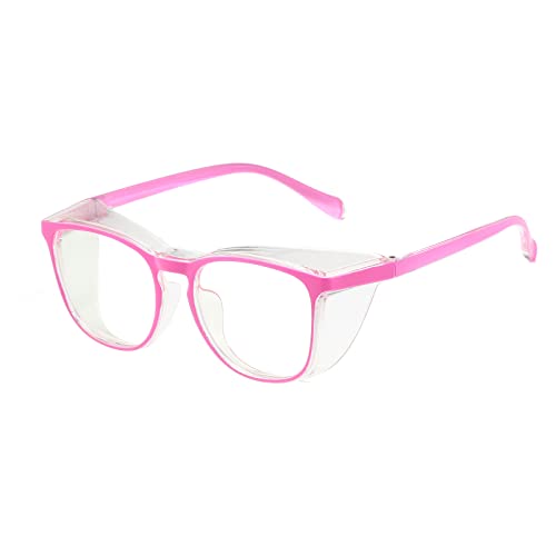 Safety Glasses for Men Women Nurses Anti Fog Stylish Fashion Comfortable Goggles with Side Shields Eye Protection for Adult - color: Dark Pink
