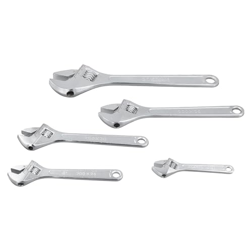 JEUIHAU 6 8 10 12 15 In Adjustable Wrench Set, SAE and Metric Scale