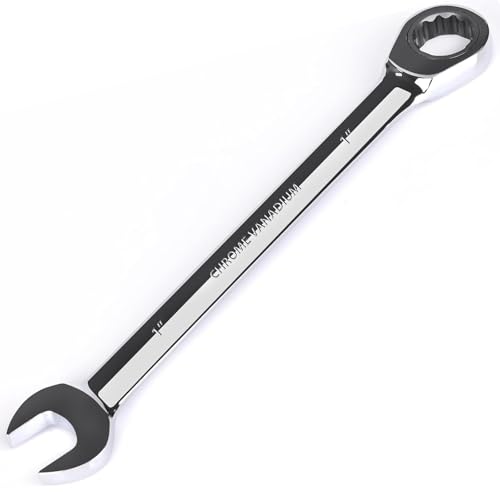 Egofine 1 inch Ratcheting Combination Wrench SAE, Industrial Grade Gear Spanner with 12-Point Design, 72-Tooth Ratchet, Chrome Vanadium Steel - size: 1"