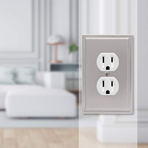 Amerelle 149DBN Chelsea Wallplate, 1 Duplex, Brushed Nickel - color: Brushed Nickel, size: 1 Duplex