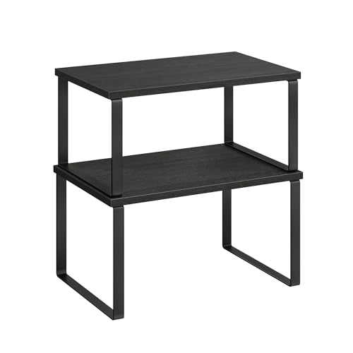 SONGMICS Cabinet Organizer Shelf, Set of 2 Spice Rack, Kitchen Storage - color: Ink Black + Charcoal Black, size: 11.7"w