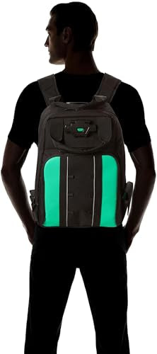 Amazon Basics Tool Backpack with LED Light, 55 Pockets, Padded Shoulder Straps, Tool Storage Bag, Black - size: Backpack