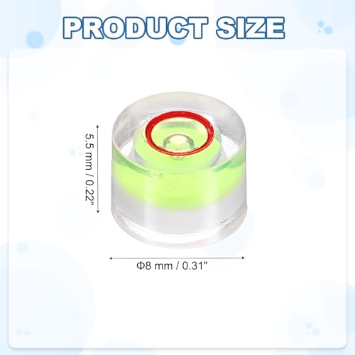 HARFINGTON 20pcs Circular Bubble Spirit Level 8x5.5mm Mini Round Bubble Spirit Level Little Measuring Layout Tools for TV Industrial Carpentry Picture Frame, Green/Red - color: Green/Red, size: 8x5.5mm
