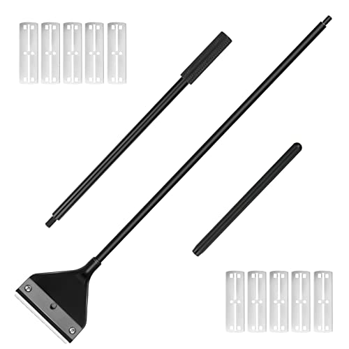Vimvins Algae Scraper for Glass Aquarium, Long Handle Fish Tank Algae Scraper with 10 Blades, Essential Aquarium Cleaning Tool. - size: 25.6 Inch