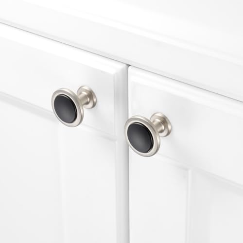 KOOFIZO 10 Pack Black & Nickel Cabinet Knobs Round Single Hole Pulls 1960s - color: Black + Brushed Nickel, size: Knob 1 - 10Pcs, style: Round