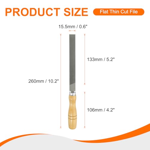 HARFINGTON Flat Thin Cut File 6" Double Cut Teeth High Carbon Steel Hand Rasp File with Wood Handle for Metal Wood Deburring Removing - size: 6", style: Thin