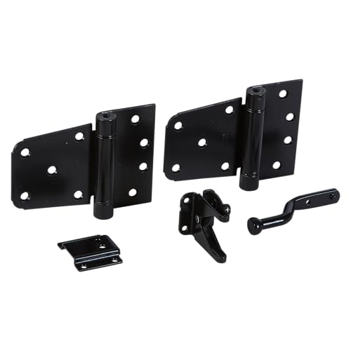 National Hardware Self-Closing Gate Kit, Hinges and Latch, Steel, Black - size: 0