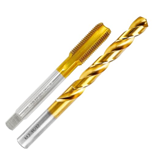 1/2"-28 UNEF Tap and 15/32" Drill Bit for Metal,M2 HSS Drill and Tap Set - size: 1/2"-28 Tap, 15/32" Drill