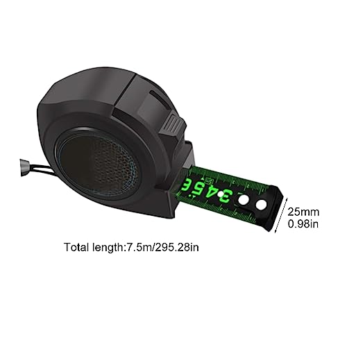 Xiaokeis 7 M Steel Measuring Tape - High Contrast Dark Mode Easy Read Fluorescent Tape Measure for Low Light Visibility - Heavy Duty Self-Locking Thicken Measuring Tape Retractable(Black)
