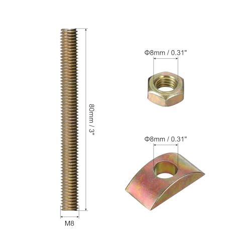 uxcell 8 Set CounterTop Connector, 5/16" x 3" Desktop Furniture Fastening Connectors Kit Used to Connect Table Top Bed Butcher Block CounterTops