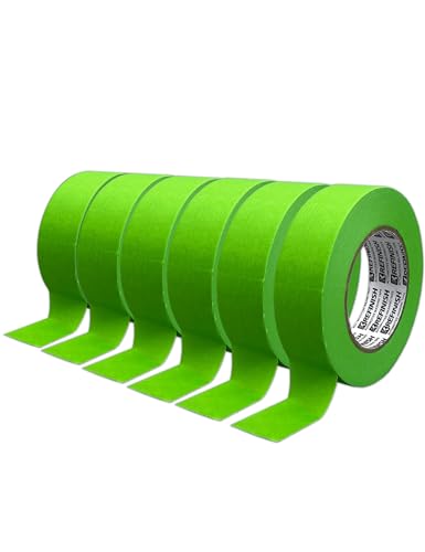 KREFINISH Painters Tape for Car Paint Green No Residue Automotive Masking Tape for Automotive Painting - Heat Resistant for Paint Booth,0.94 Inches X 60 Yards, 6 Rolls - size: 0.94in-6rolls
