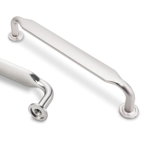 10 Pack 6-1/4 Inch Cabinet Pulls Brushed Satin Nickel Kitchen Cabinet Handles Zinc Alloy Drawer Pulls Solid Cabinet Hardware - color: Brushed Satin Nickel, size: 6-1/4'' Hole Center(160mm)