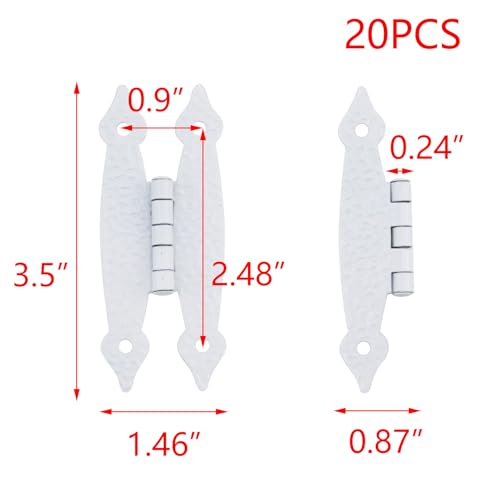 T Tulead White H Shape Cabinet Hinges Iron Furniture Flat Hinges 3.5"×1.46" Decorative Small Hinge Pack of 20 with Screws - color: White-20pcs