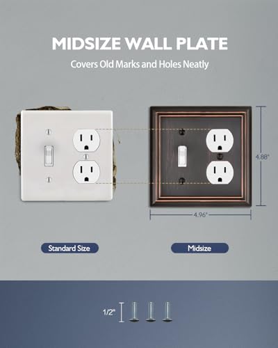 Switch Plates Outlet Covers, 2-Pack Metal Wall Plates, Aged Bronze - color: Aged Bronze, size: 1 Toggle/1 Duplex 2PK