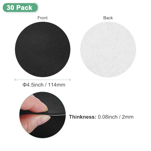 M METERXITY 30-Pack Lamp Base Felt, 4.5 Inch Dia. 2mm Thick Self Adhesive Round Fabric Felt Pads for Lamp/Furniture/DIY, Non-Slip Fiber Backed Patch Circles with Adhesive Backing [Black] - color: Black, size: 4.5" Dia