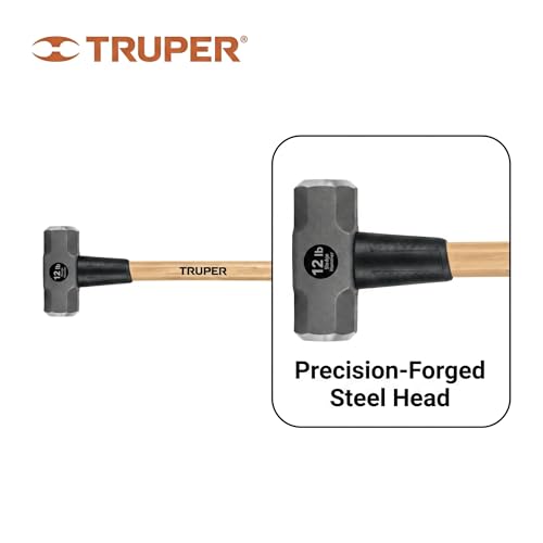 Truper 12 lb Sledge Hammer, 36-Inch American Hickory Wood Handle, Double-Faced Forged Steel Head, Heavy-Duty Demolition and Construction Tool (Model MD-12H / 30920)