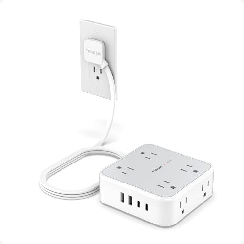 TESSAN Surge Protector Power Strip with 900J Surge Protection, 5 Ft, Grey - color: Grey with 2 USB C/A, size: 5 feet