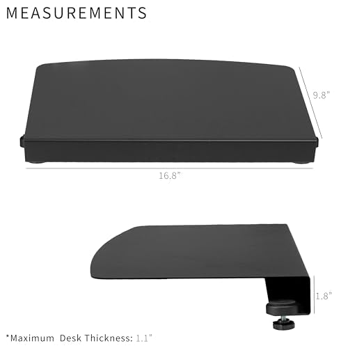 VIVO Clamp-on 17 inch Corner Desk Connector Sleeve Plate, L Desk Platform Extender Attachment, Black, DESK-AC07C